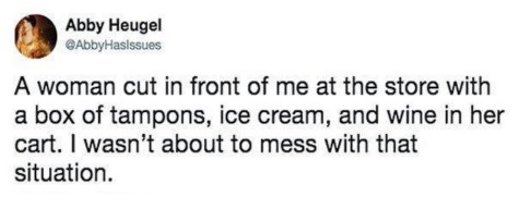 2019_10 30 tampons ice cream wine