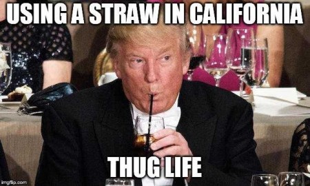 2020 Trump using straw in CA