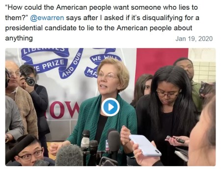 2020 warren on liars